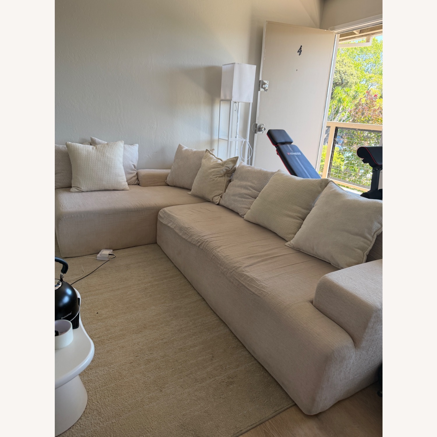 White Velvet 2 Piece Sectional - image-7
