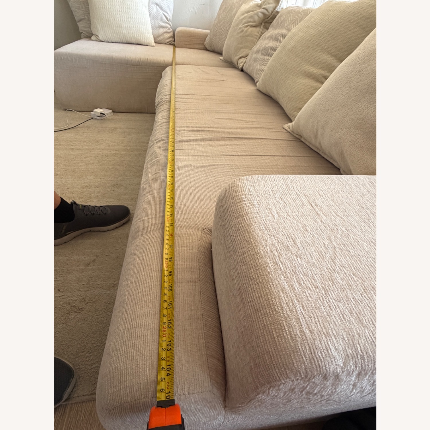 White Velvet 2 Piece Sectional - image-11
