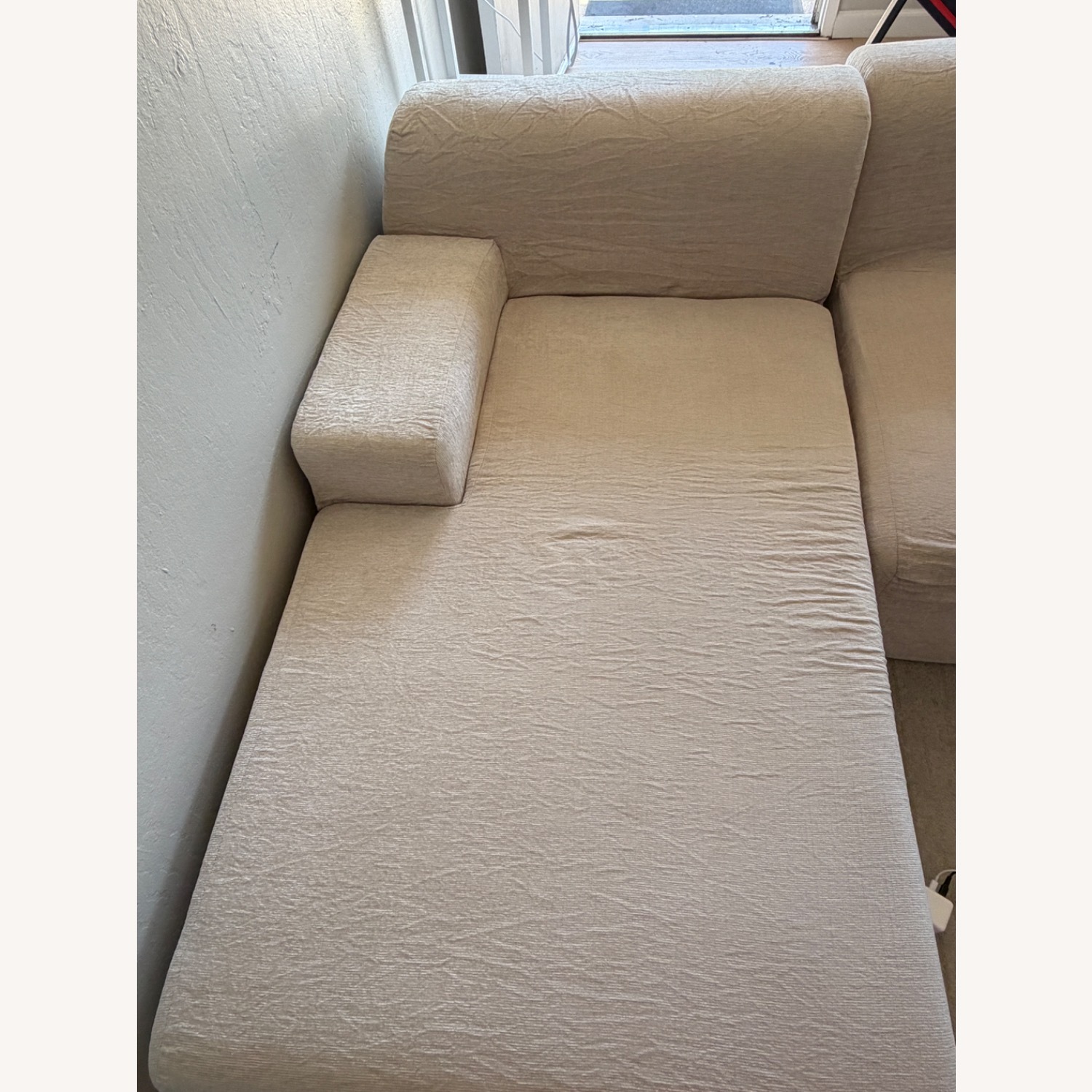 White Velvet 2 Piece Sectional - image-3