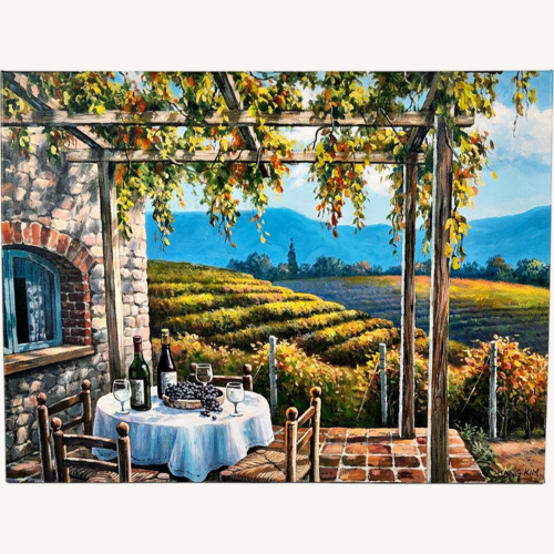 Used Large Canvas Print - “Vineyard Terrace” for sale on AptDeco