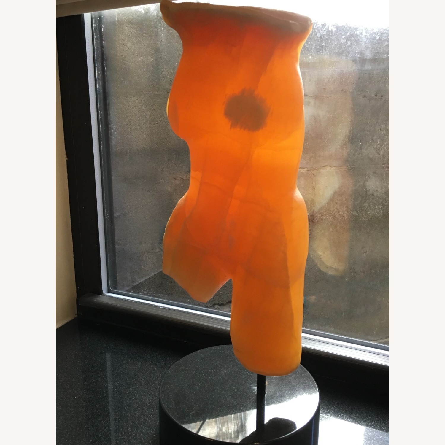 Hand-Carved Orange Calcite Torso Sculpture - image-6