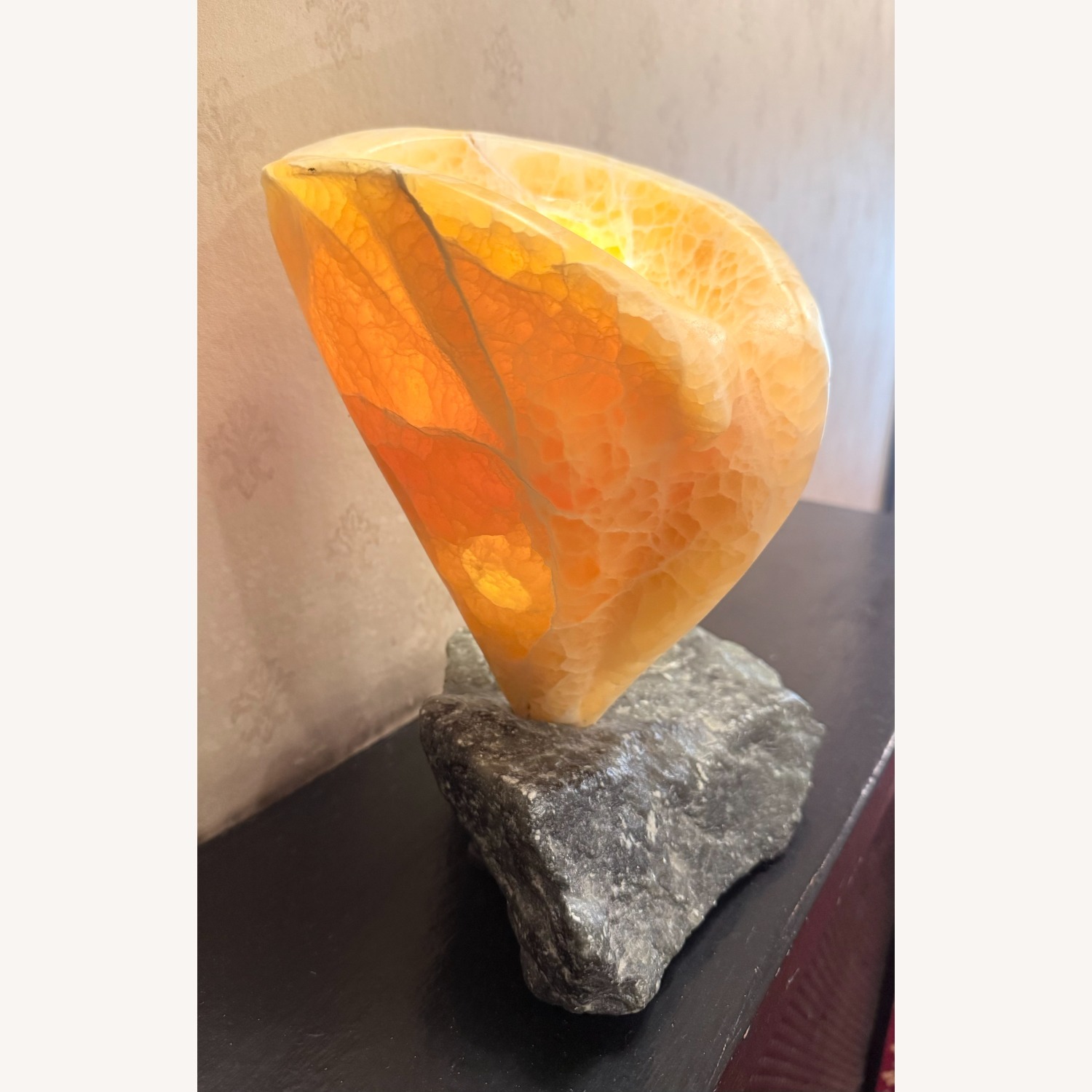 Illuminated Orange Calcite Sculpture - image-6