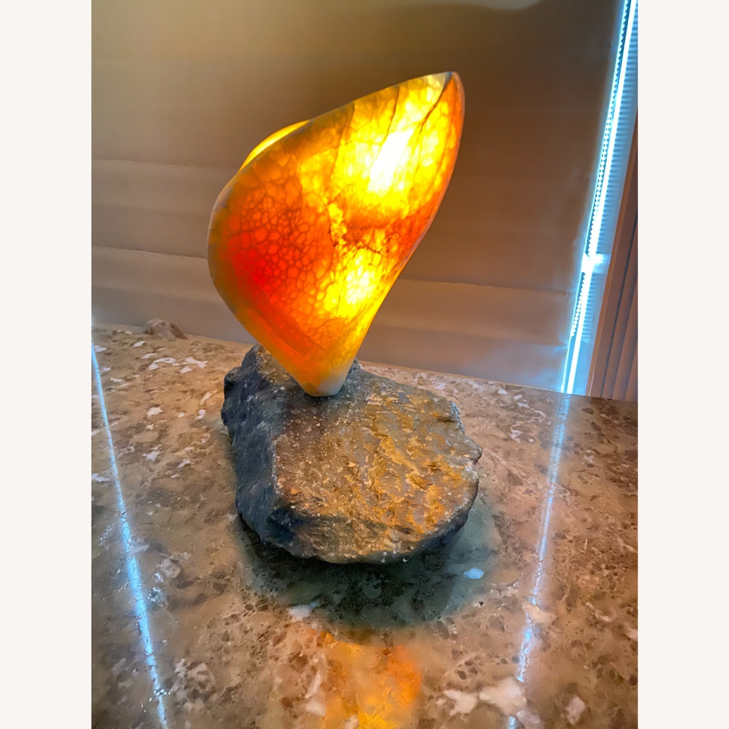 Illuminated Orange Calcite Sculpture - image-2