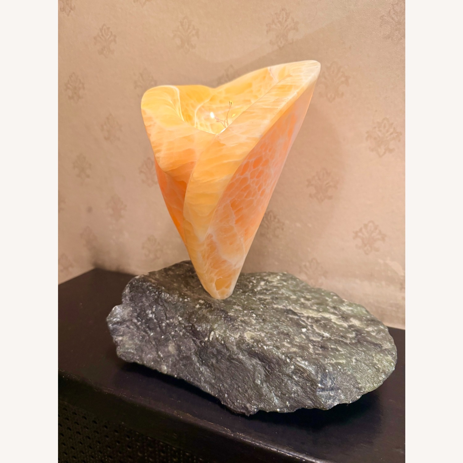 Illuminated Orange Calcite Sculpture - image-10