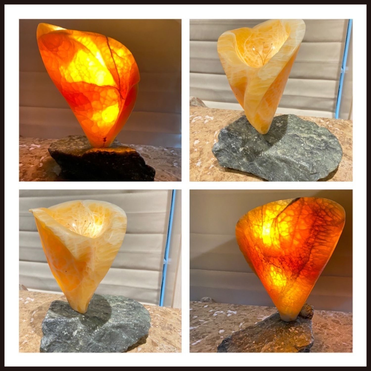 Illuminated Orange Calcite Sculpture - image-9