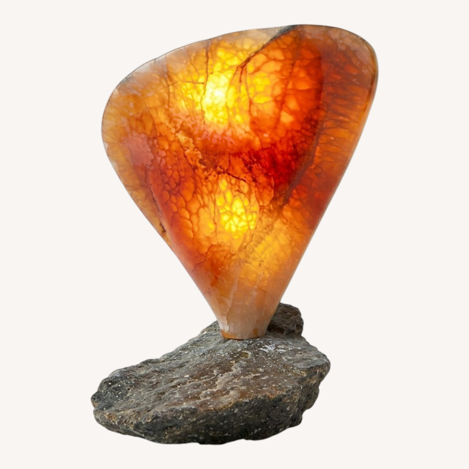 Illuminated Orange Calcite Sculpture - image-0