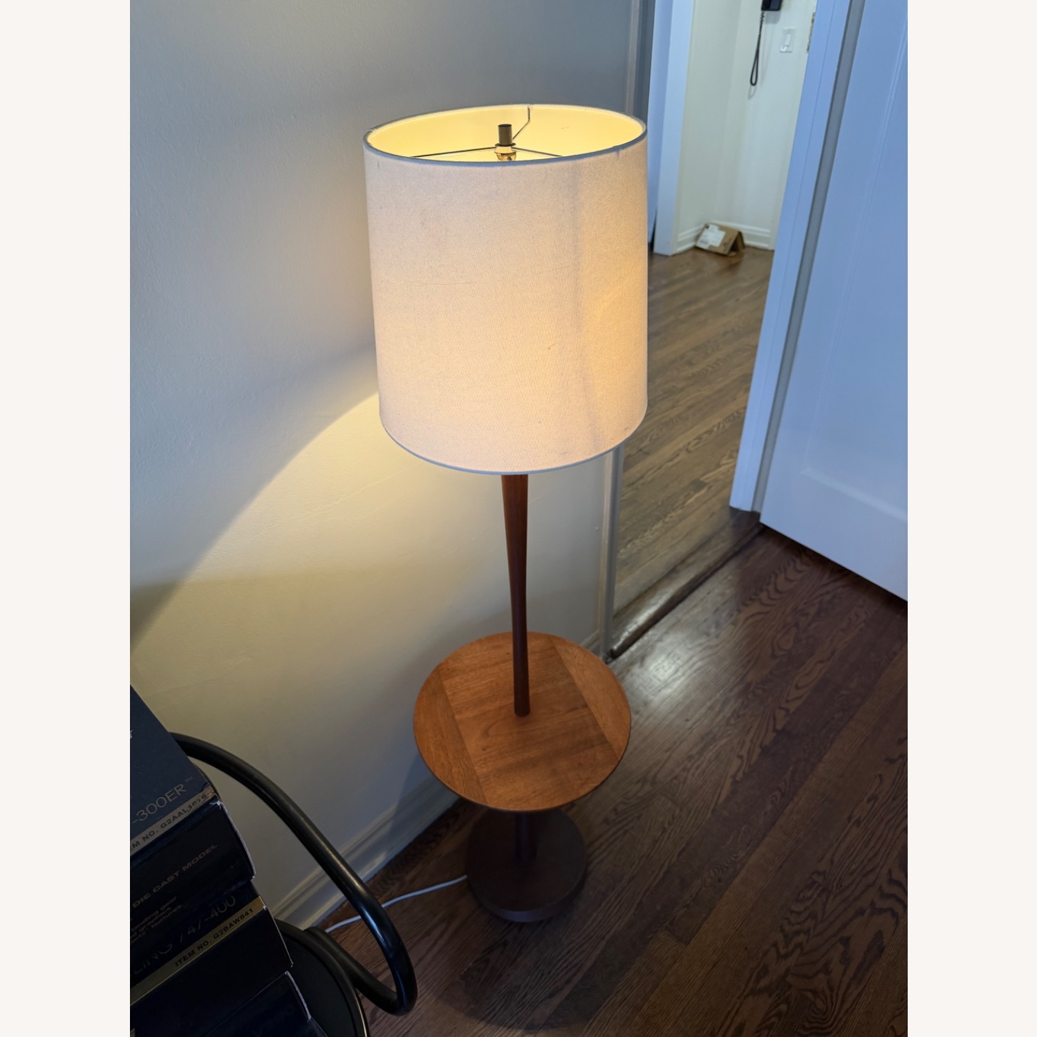 Mid-Century Walnut Floor Lamp / Table  - image-1
