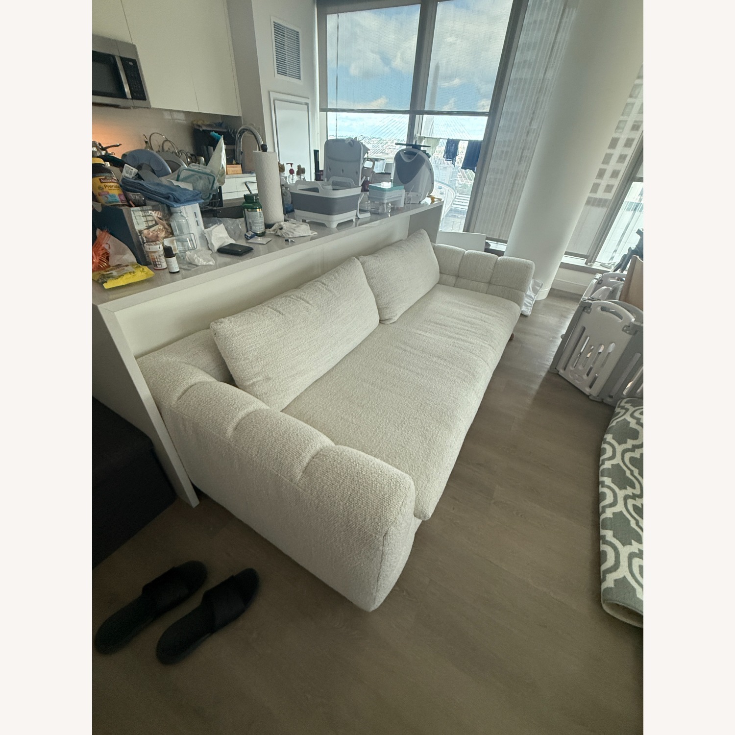 Crate & Barrel Cambria White Fabric 3+ Seater Sofa - image-3