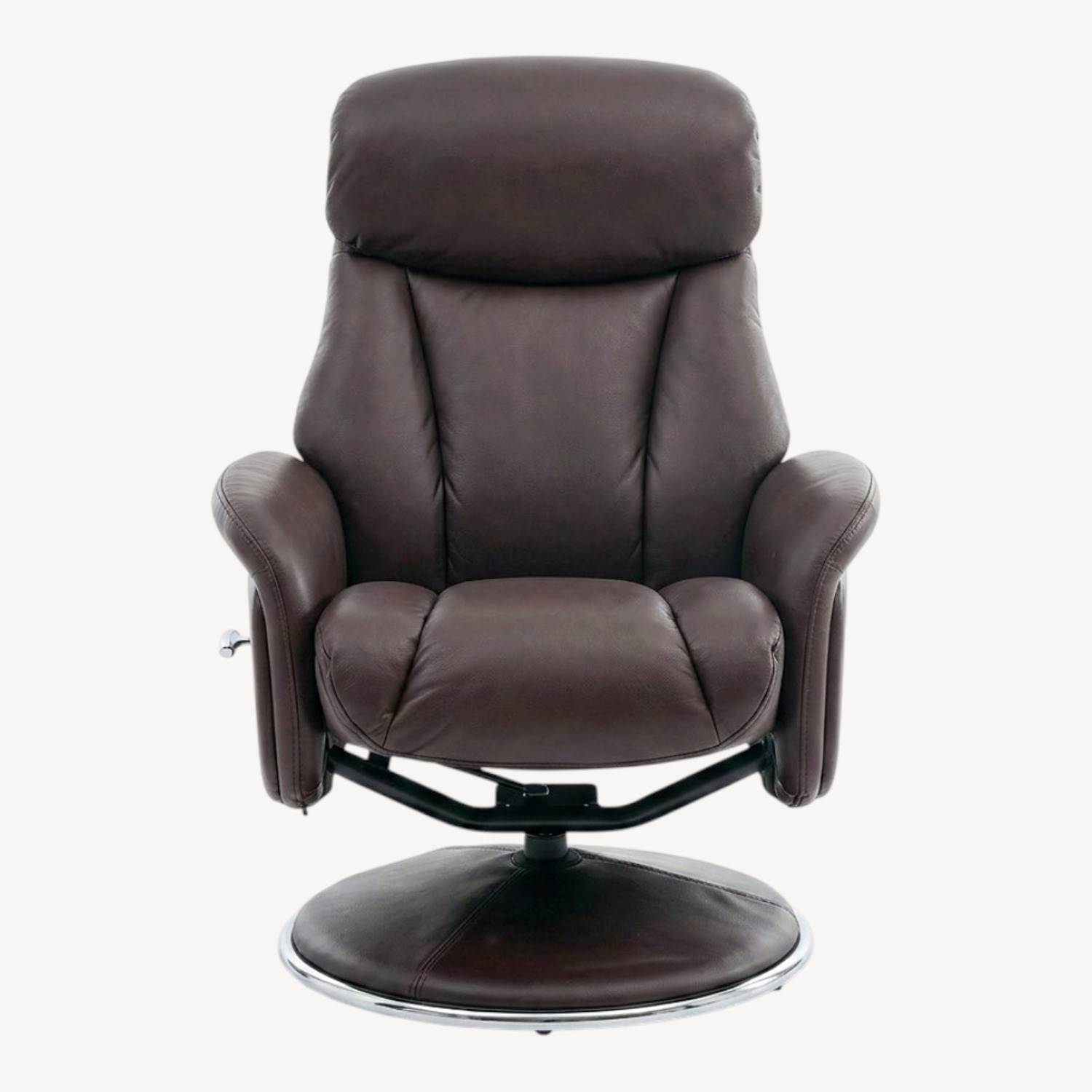 Brown Leather Lounge Chair with Ottoman - image-0