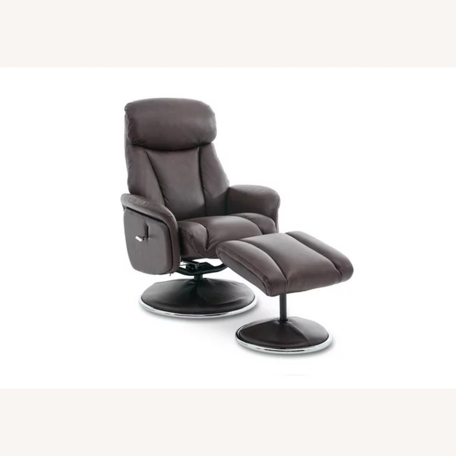 Brown Leather Lounge Chair with Ottoman - image-4