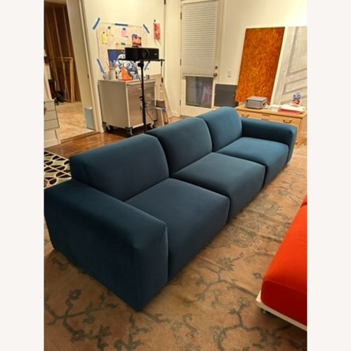 Used Castlery Johnathon Blue Velvet 3+ Piece Sectional for sale on AptDeco