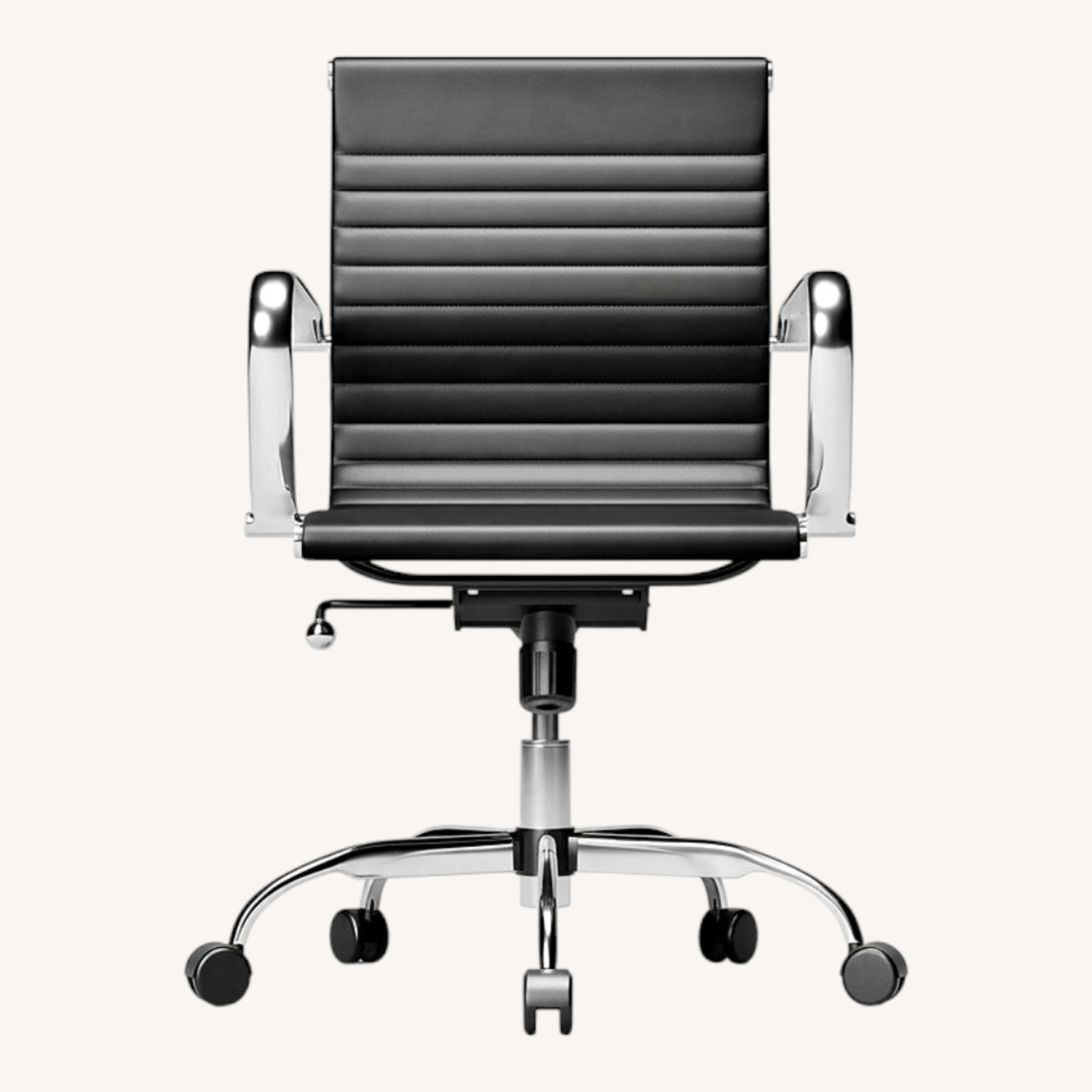 Modern Black Leather Office Chair - image-0