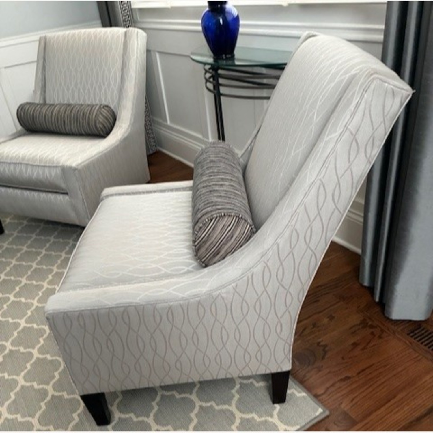 Custom Accent Chairs With Bolster Pillows - image-3