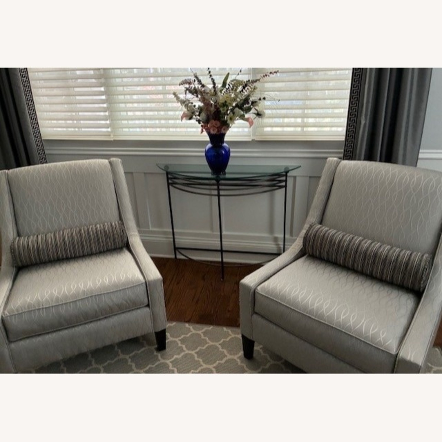 Custom Accent Chairs With Bolster Pillows - image-1