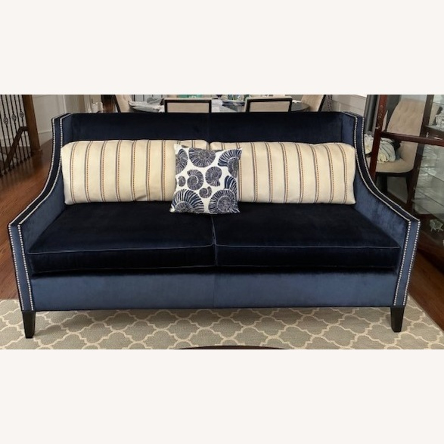 Walter E. Smithe Naomi Blue Velvet 3+ Seater Sofa - image-1