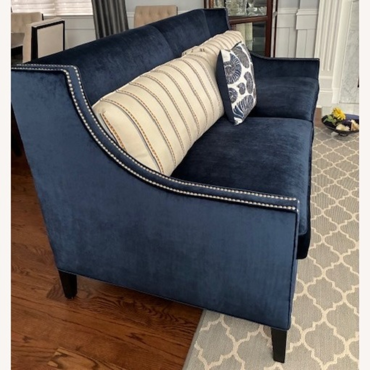 Walter E. Smithe Naomi Blue Velvet 3+ Seater Sofa - image-2