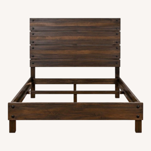 Used Bob's Discount Furniture Dark Brown Queen Bed for sale on AptDeco