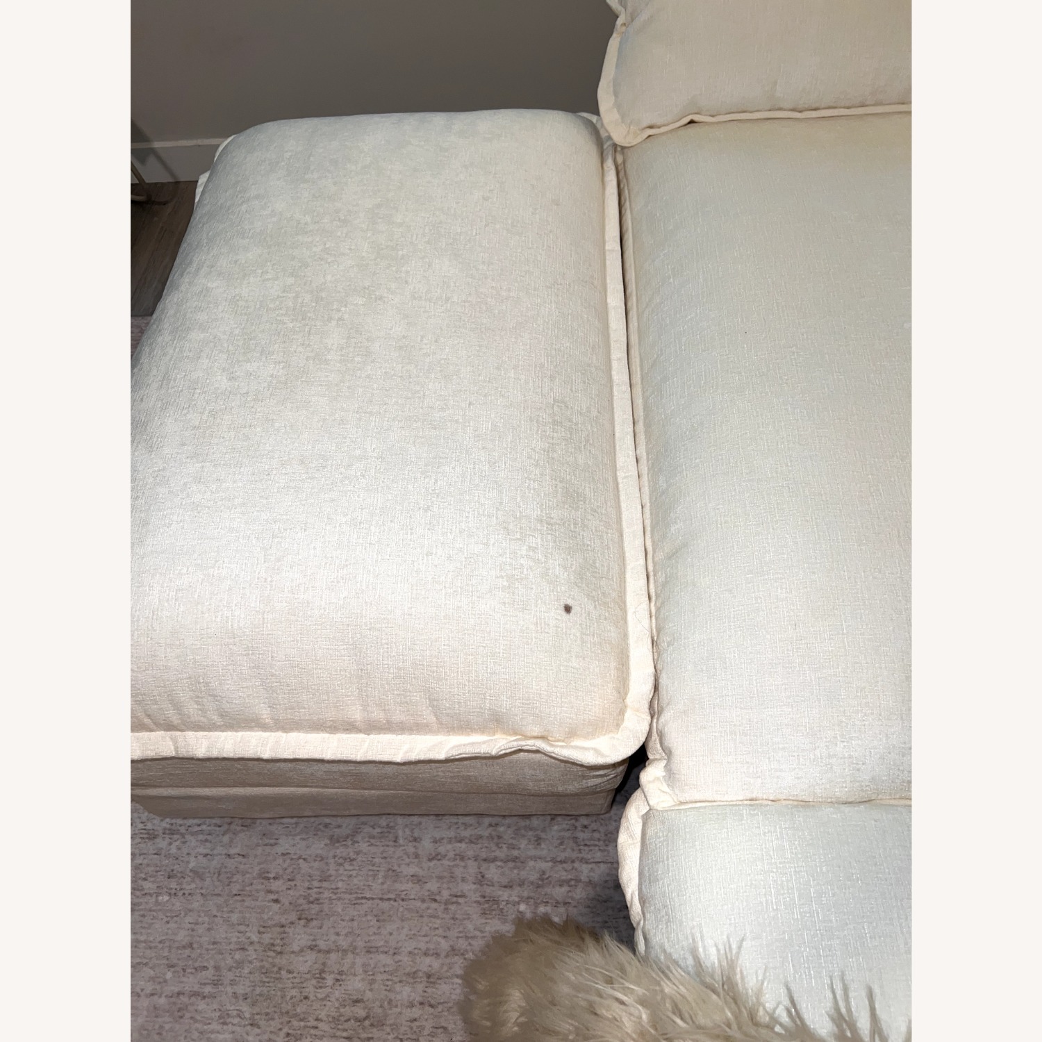 White Fabric 3+ Piece Sectional - image-8