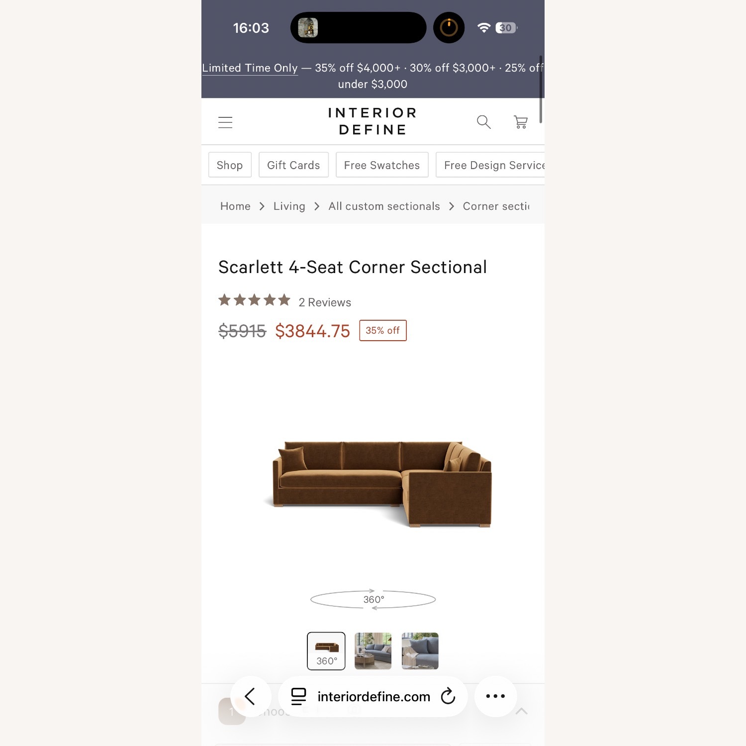 Interior Define Sloan Corner 4-Seat Sectional Sofa - image-4