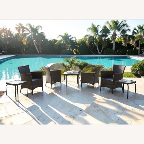 Used 6-Piece Wicker Outdoor Set Includes Side Tables for sale on AptDeco