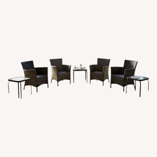 Used 6-Piece Wicker Outdoor Set Includes Side Tables for sale on AptDeco