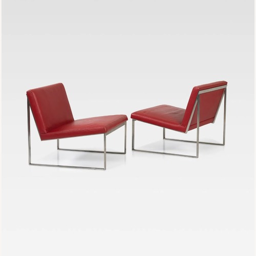 Used Fabien Baron B.2 Red Leather Lounge Chair for sale on AptDeco