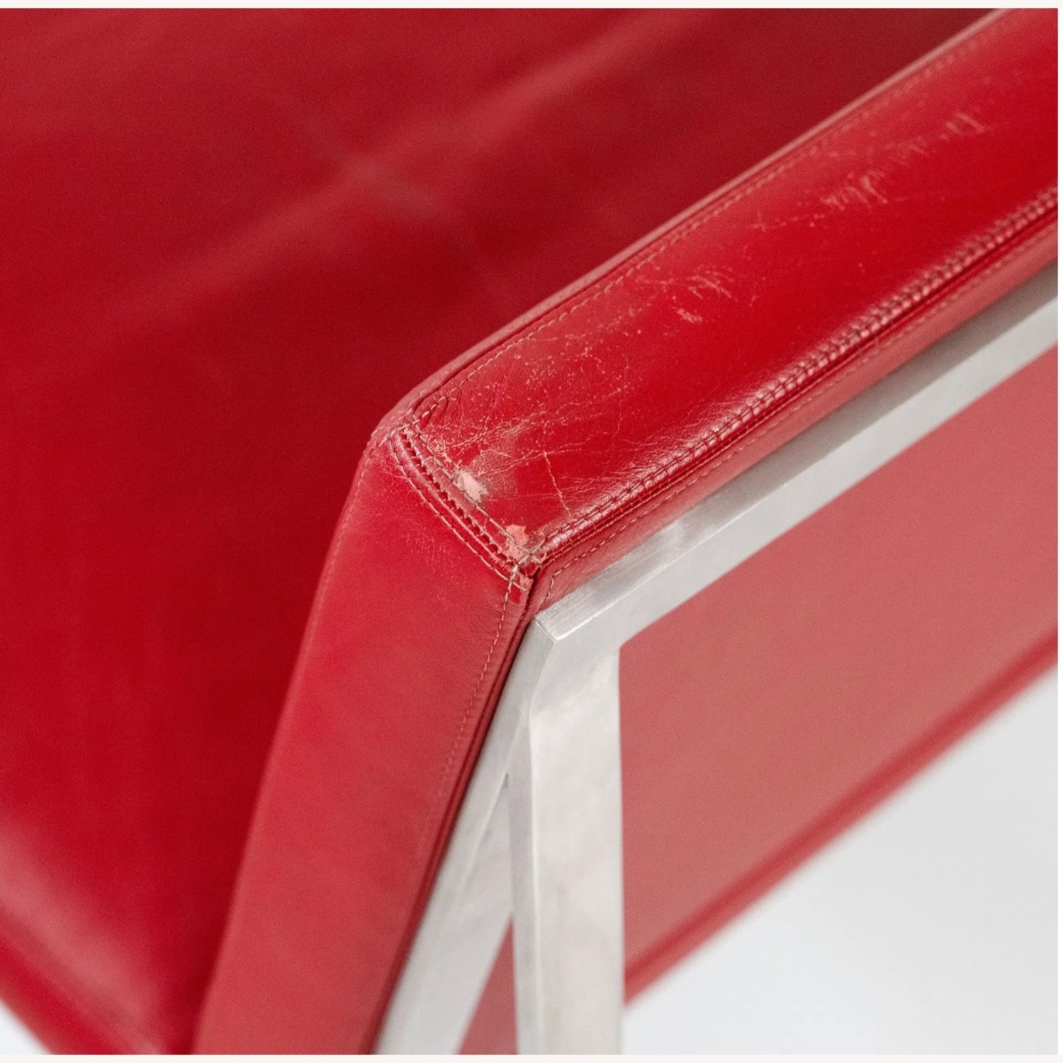 Fabien Baron B.2 Red Leather Lounge Chair - image-3