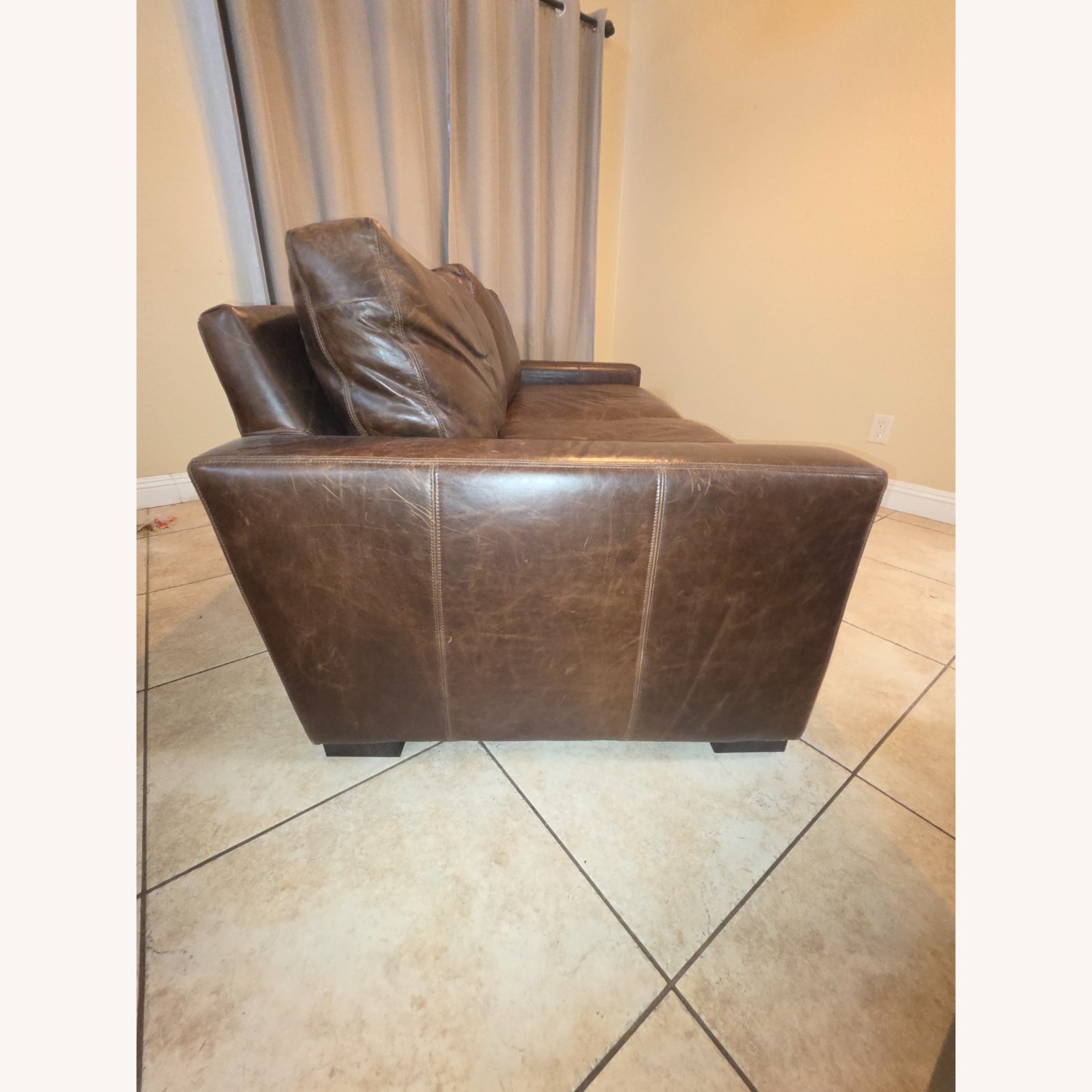 Restoration Hardware leather Cushion Sofa - image-2