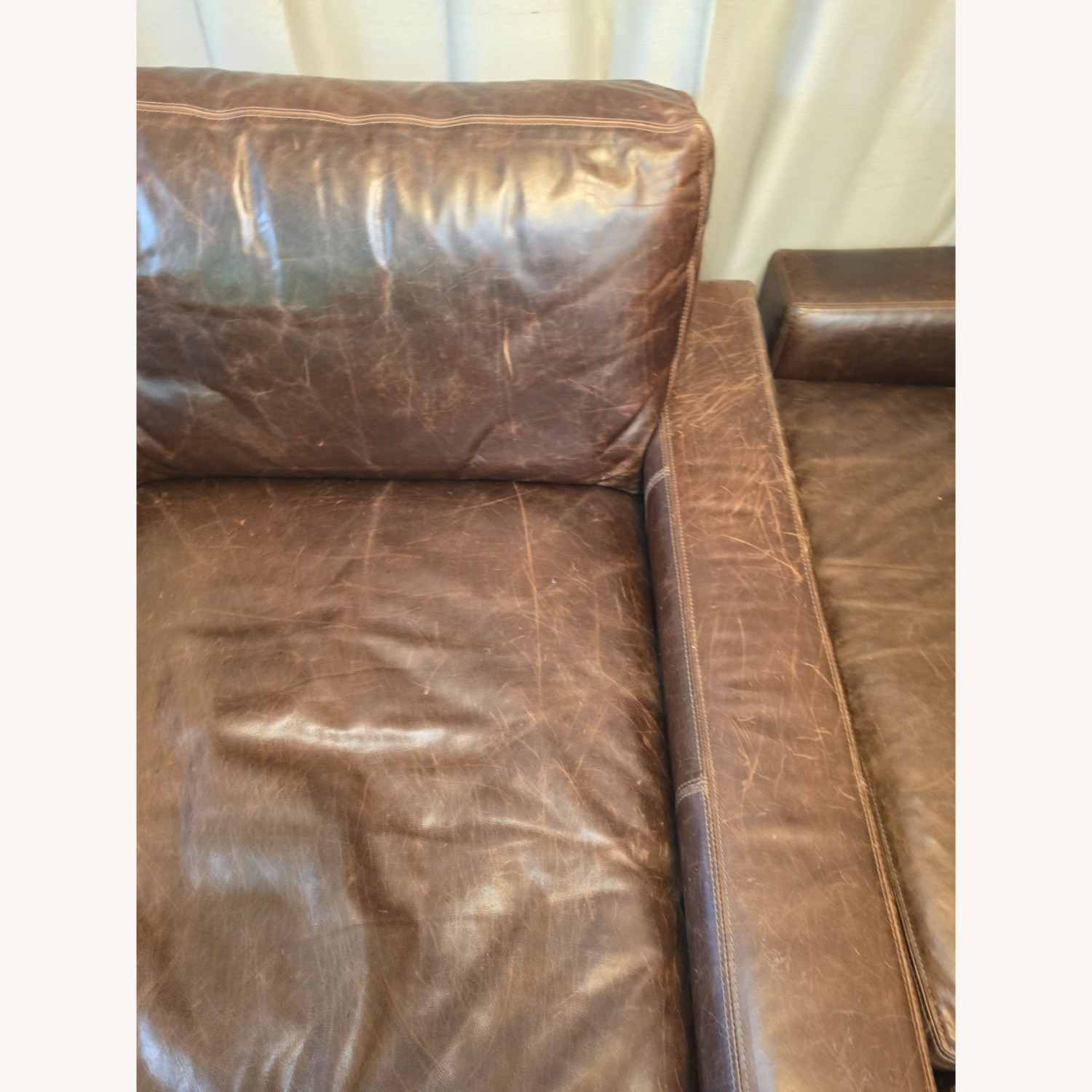Restoration Hardware leather Cushion Sofa - image-4