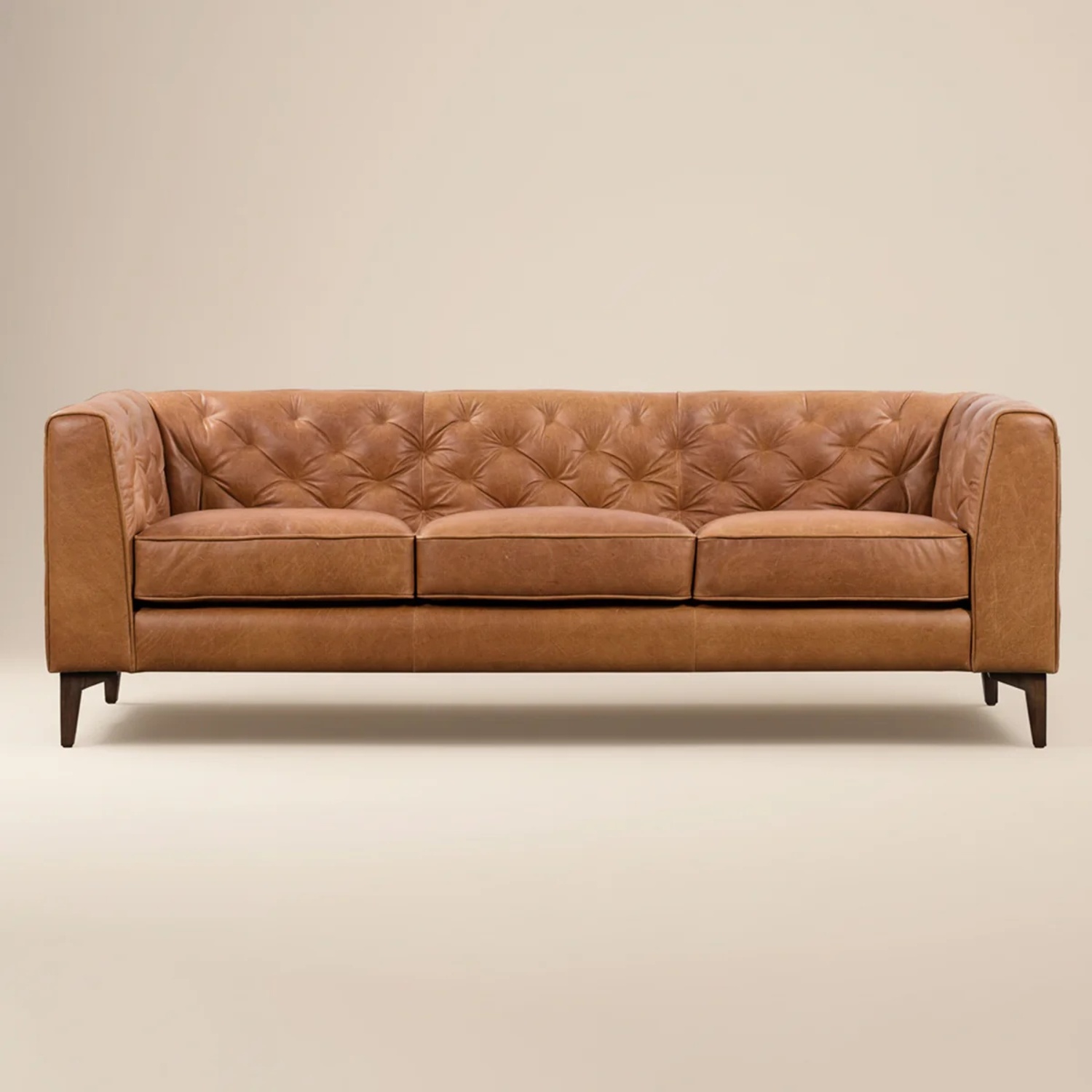 Poly and Bark Light Brown Leather 3+ Seater Sofa - image-4