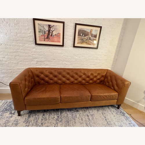 Used Poly and Bark Light Brown Leather 3+ Seater Sofa for sale on AptDeco