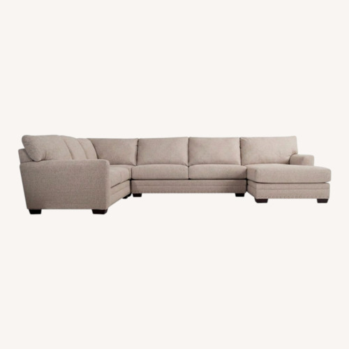 Used Bob's Discount Cottage Chic Beige 150" 4 Piece Right Arm for sale on AptDeco