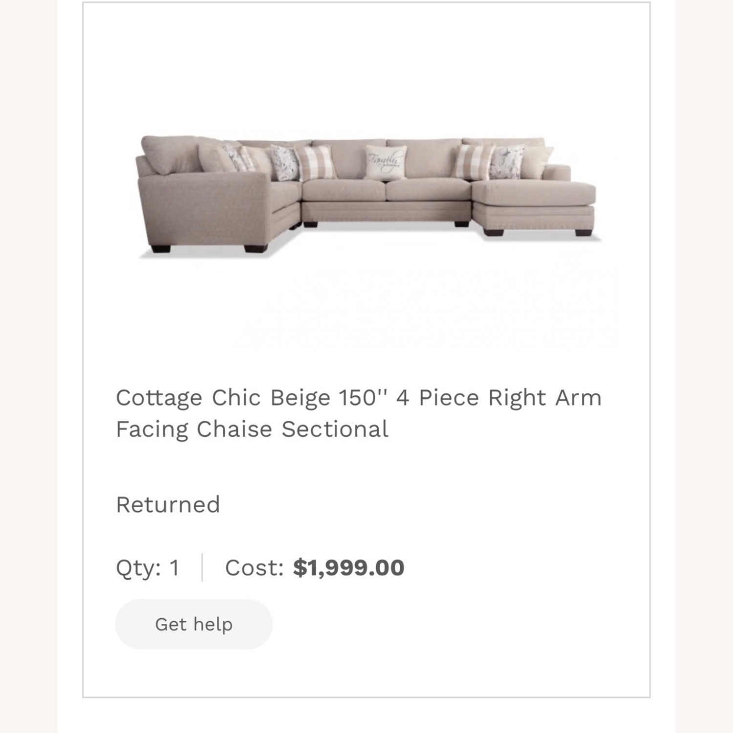 Bob's Discount Cottage Chic Beige 150" 4 Piece Right Arm - image-3