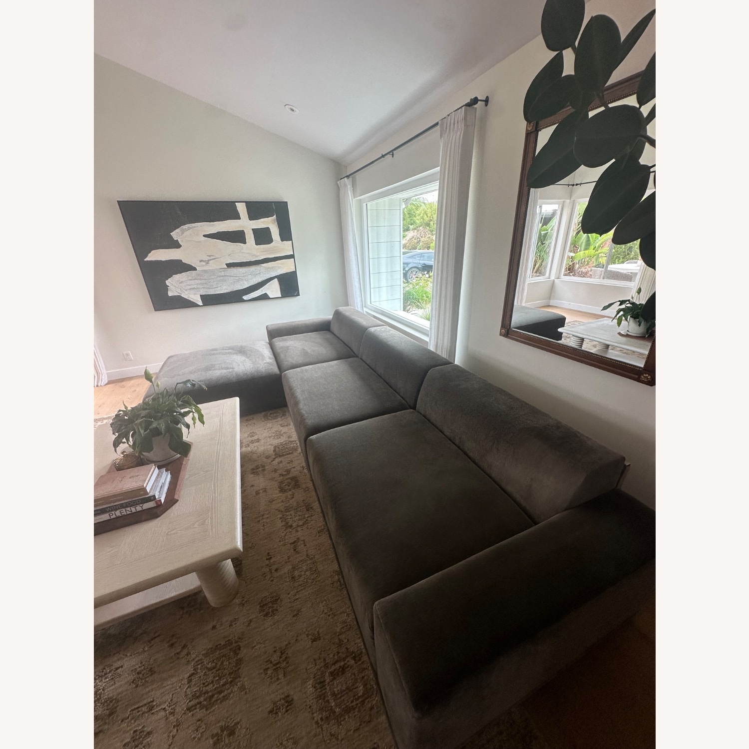 CB2 Faible Dark Gray Fabric 3+ Piece Sectional - image-2