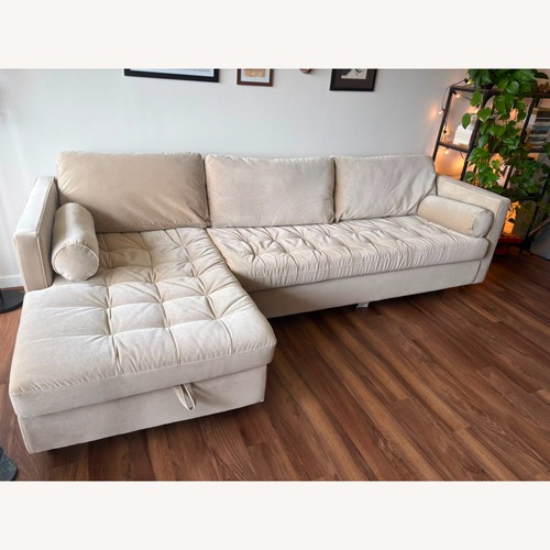 Used Joybird Briar Light Brown Velvet Sleeper Sofa for sale on AptDeco
