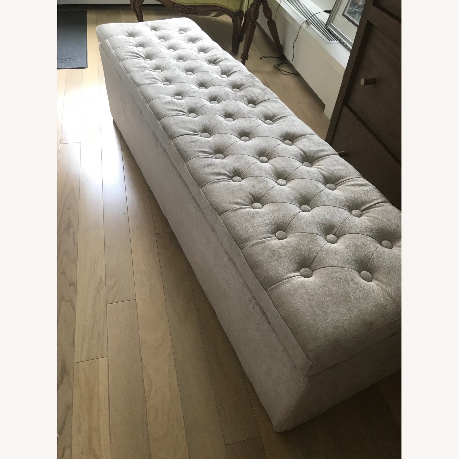 Velvet Buttoned Ottoman Storage Bench - image-2