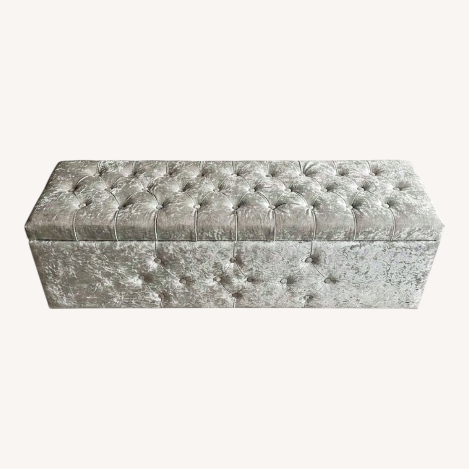 Velvet Buttoned Ottoman Storage Bench - image-0