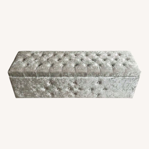 Used Velvet Buttoned Ottoman Storage Bench for sale on AptDeco