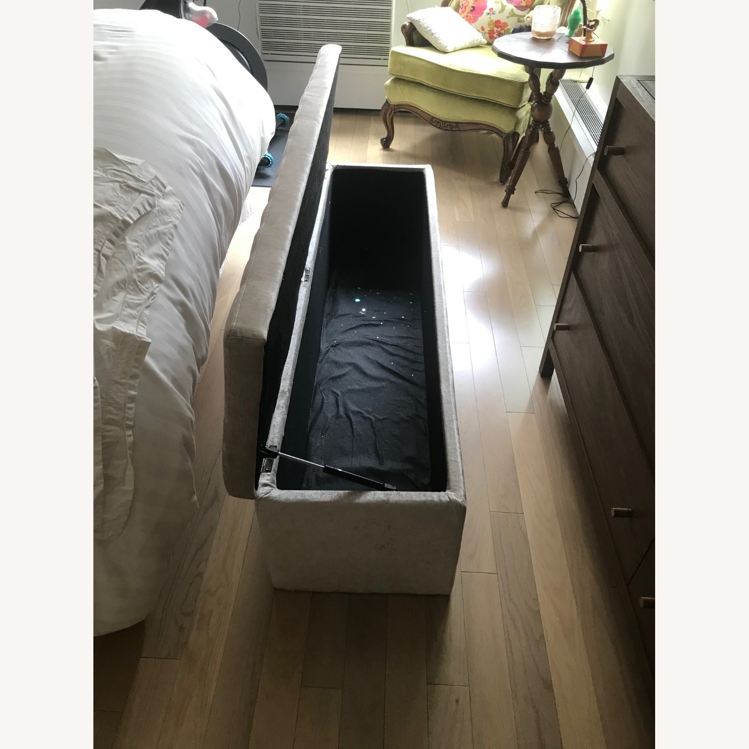 Velvet Buttoned Ottoman Storage Bench - image-3