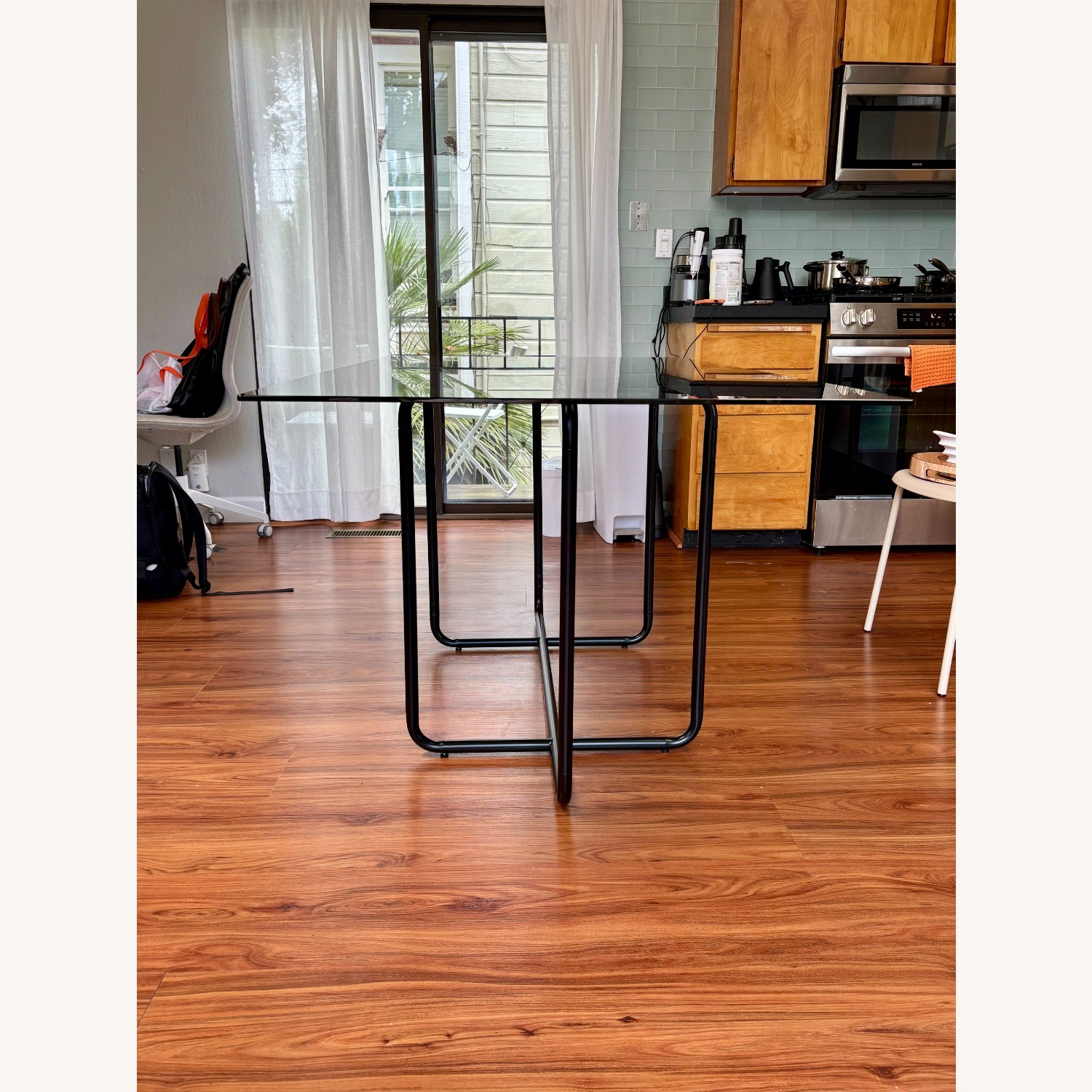 West Elm Black Glass Dining Table - image-3