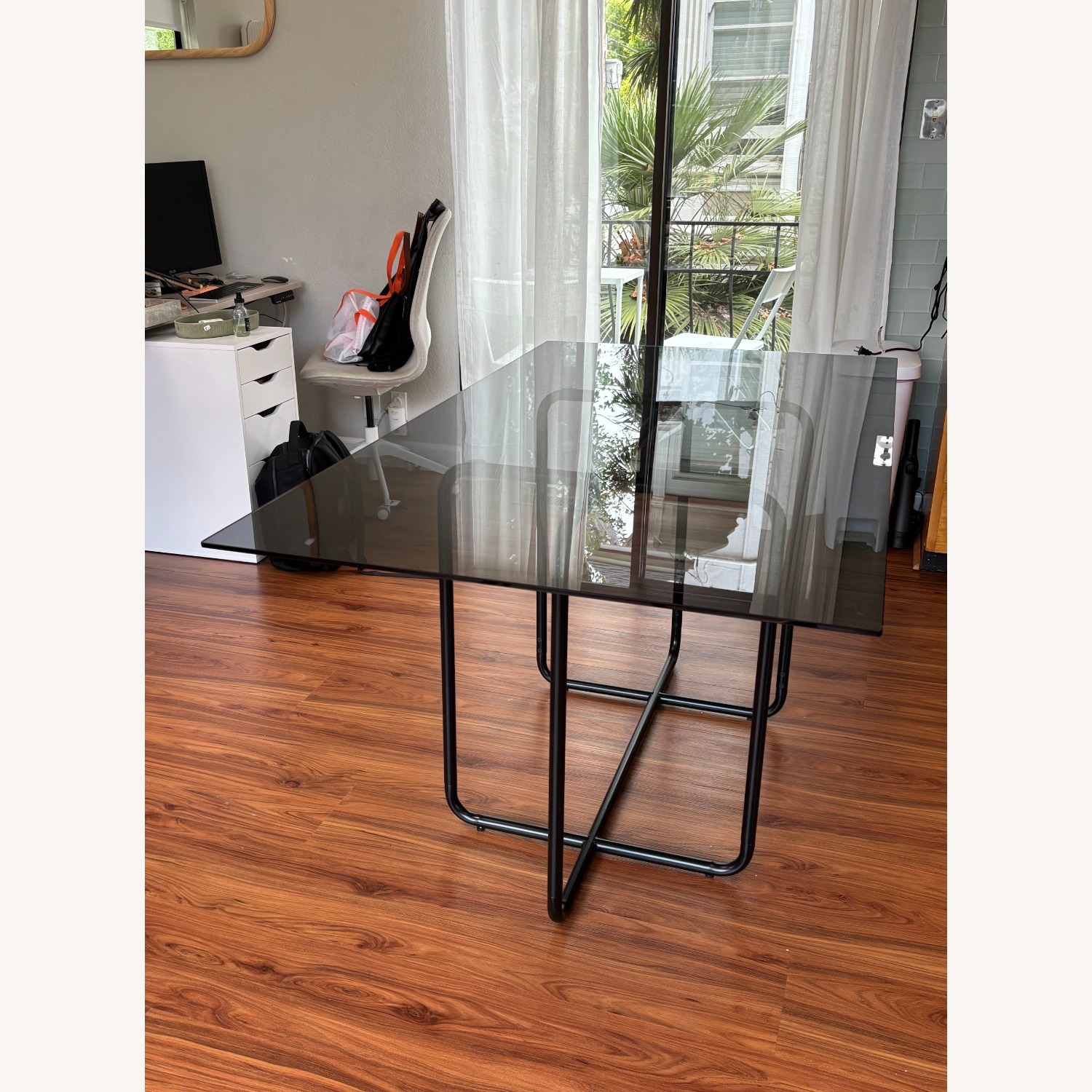 West Elm Black Glass Dining Table - image-5