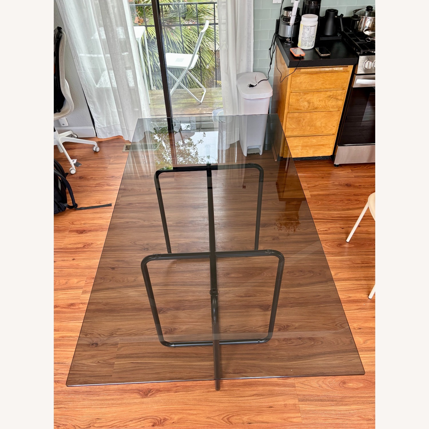 West Elm Black Glass Dining Table - image-4