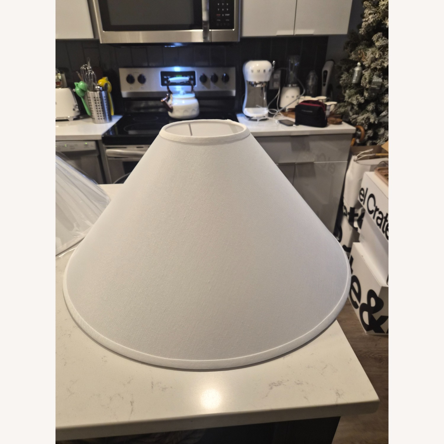  2 Large White Chimney Lamp Shades 23" Bottom - image-1