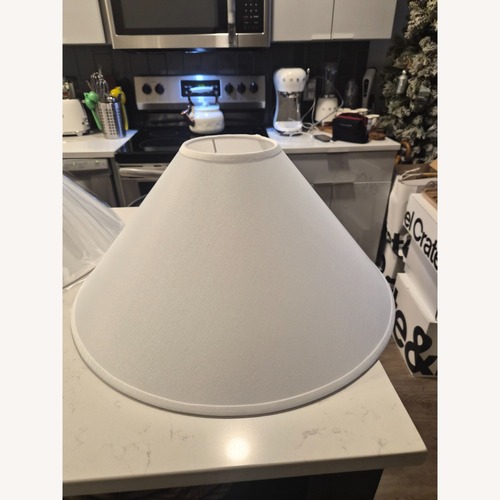 Used  2 Large White Chimney Lamp Shades 23" Bottom for sale on AptDeco