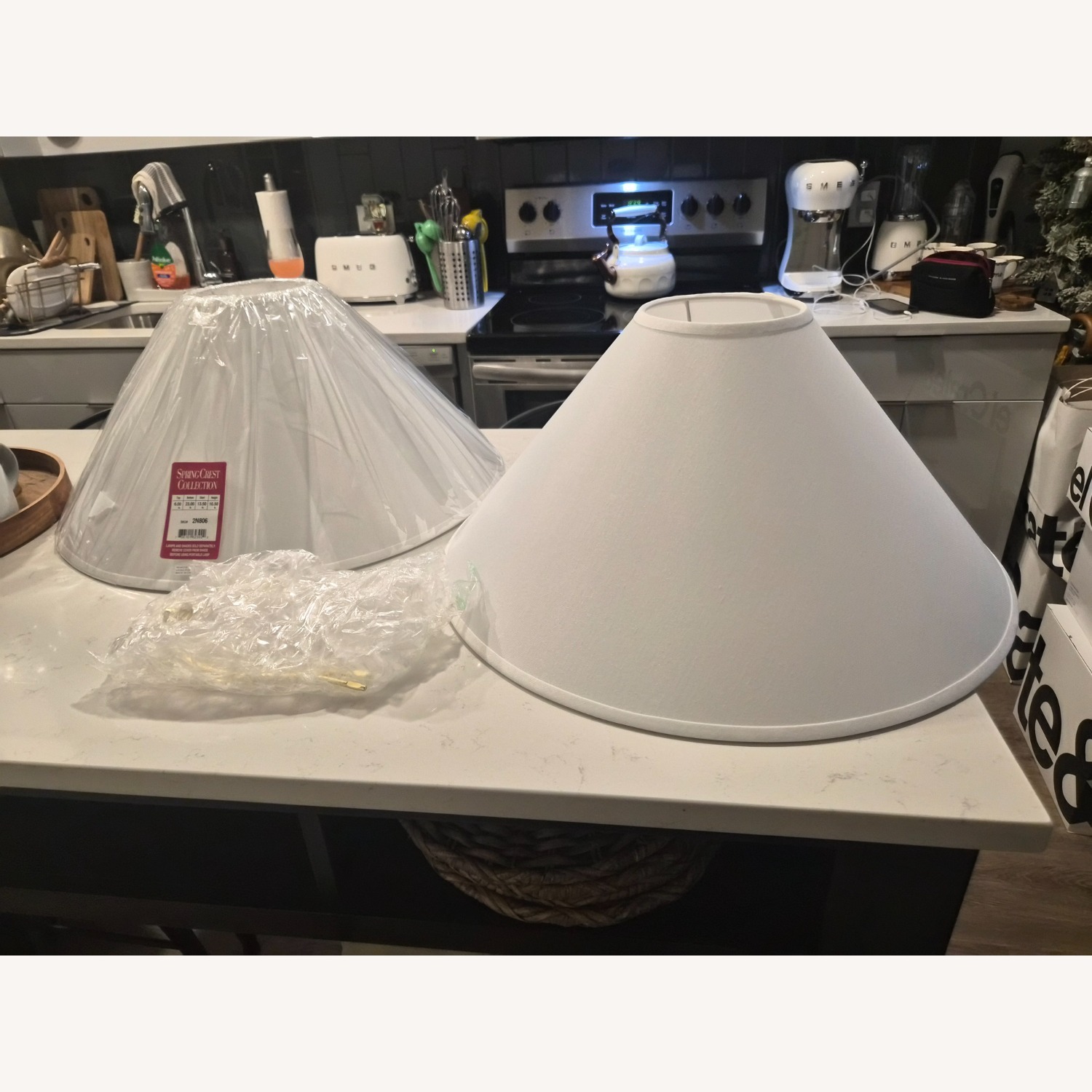  2 Large White Chimney Lamp Shades 23" Bottom - image-5