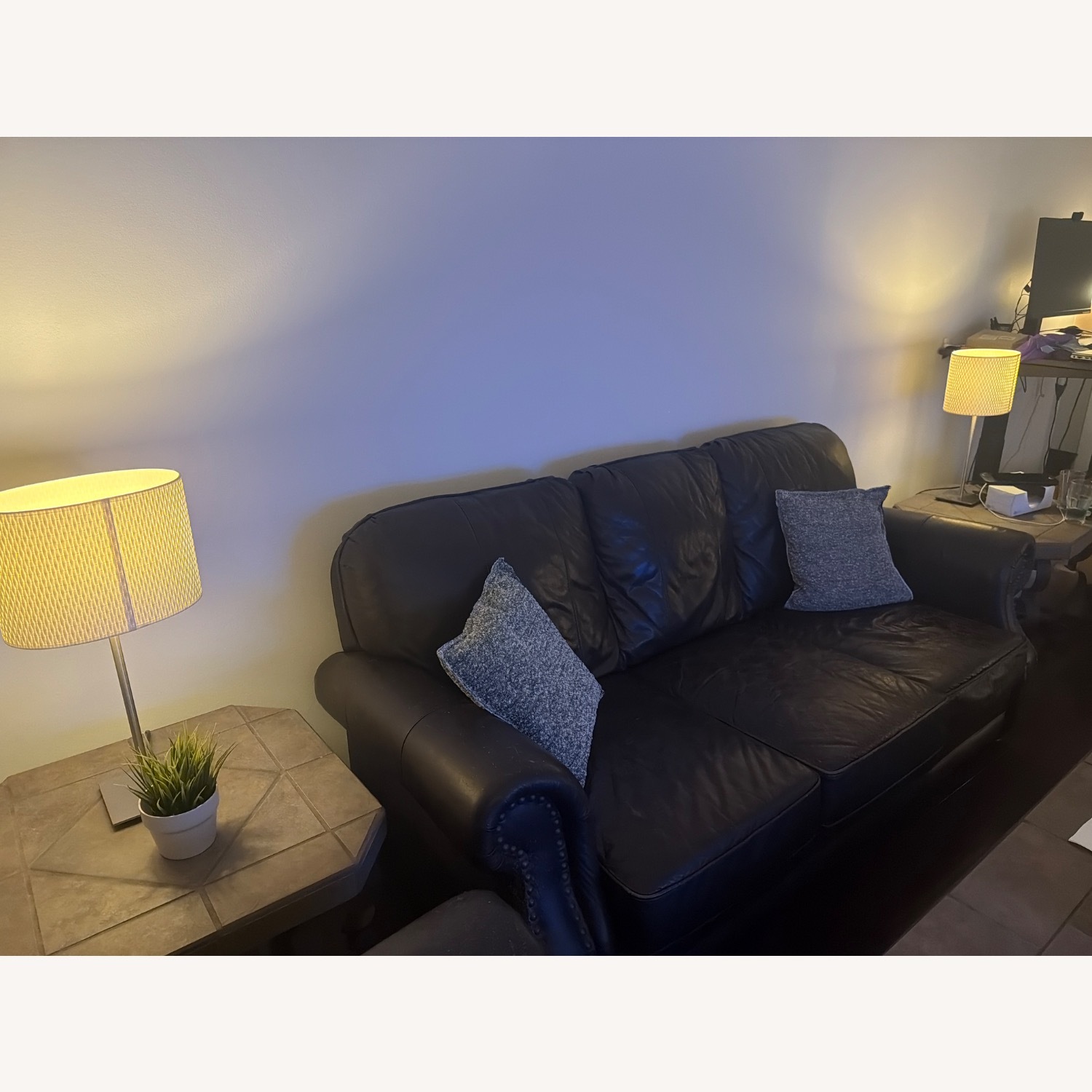 Dark Brown Leather Sofa - image-4