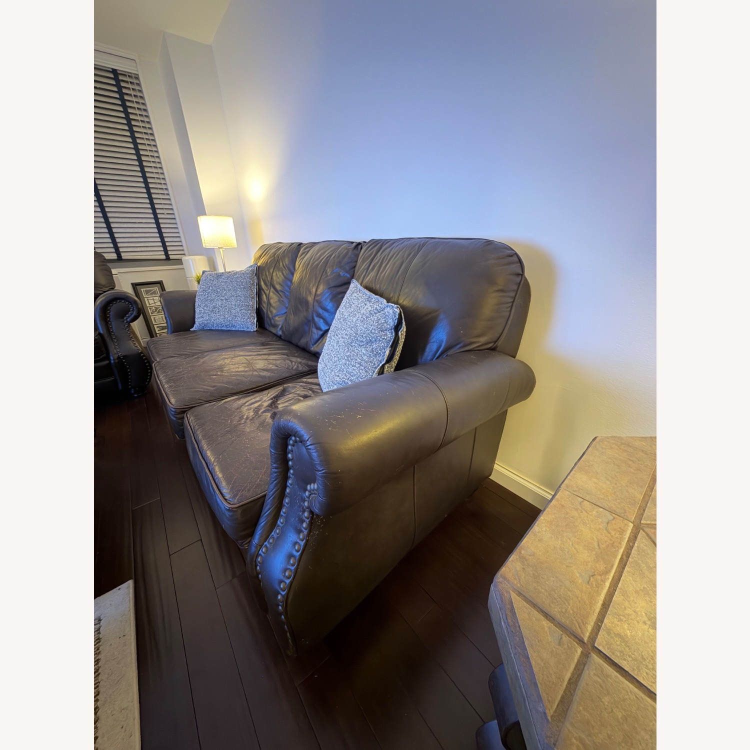 Dark Brown Leather Sofa - image-3