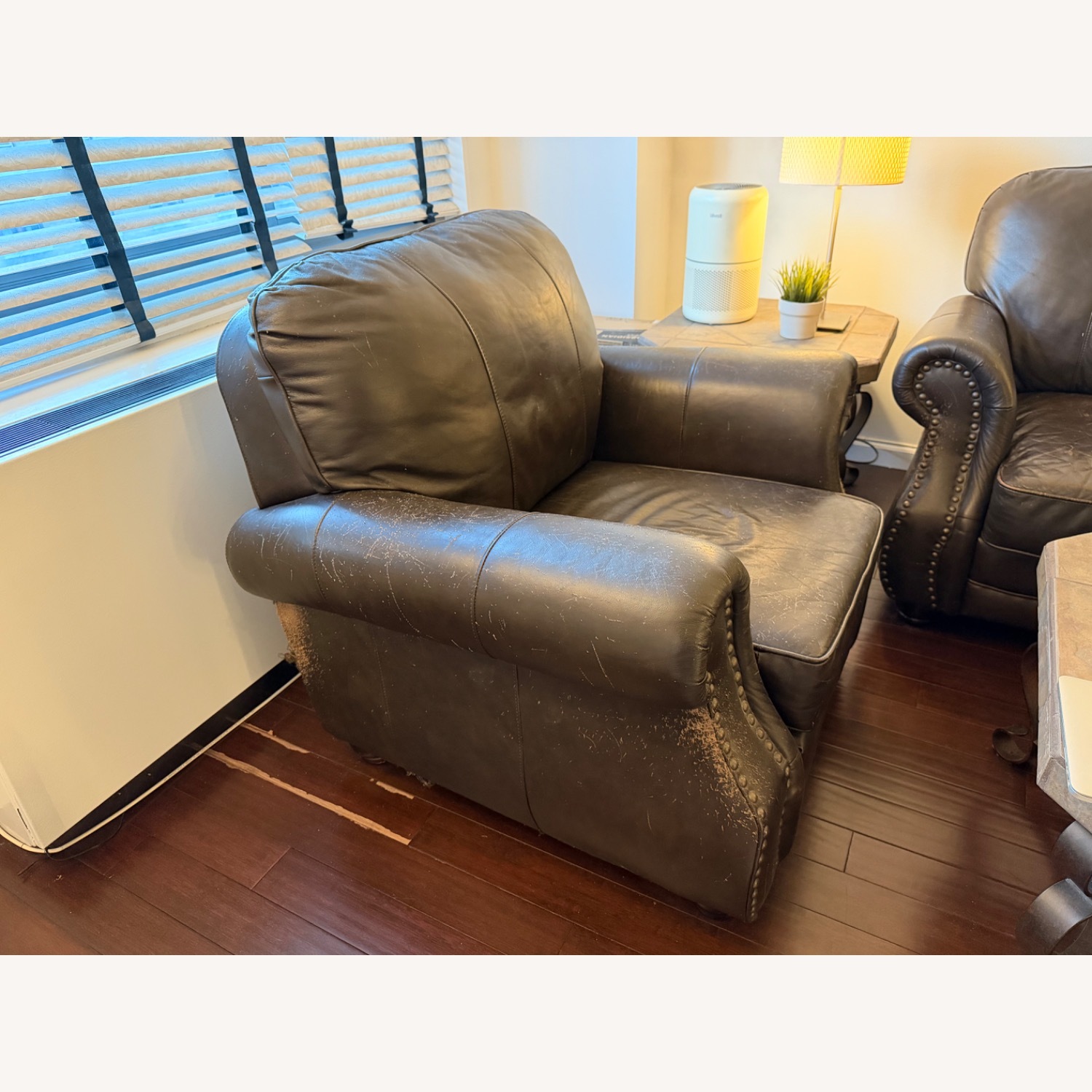 Dark Brown Leather Chair - image-1