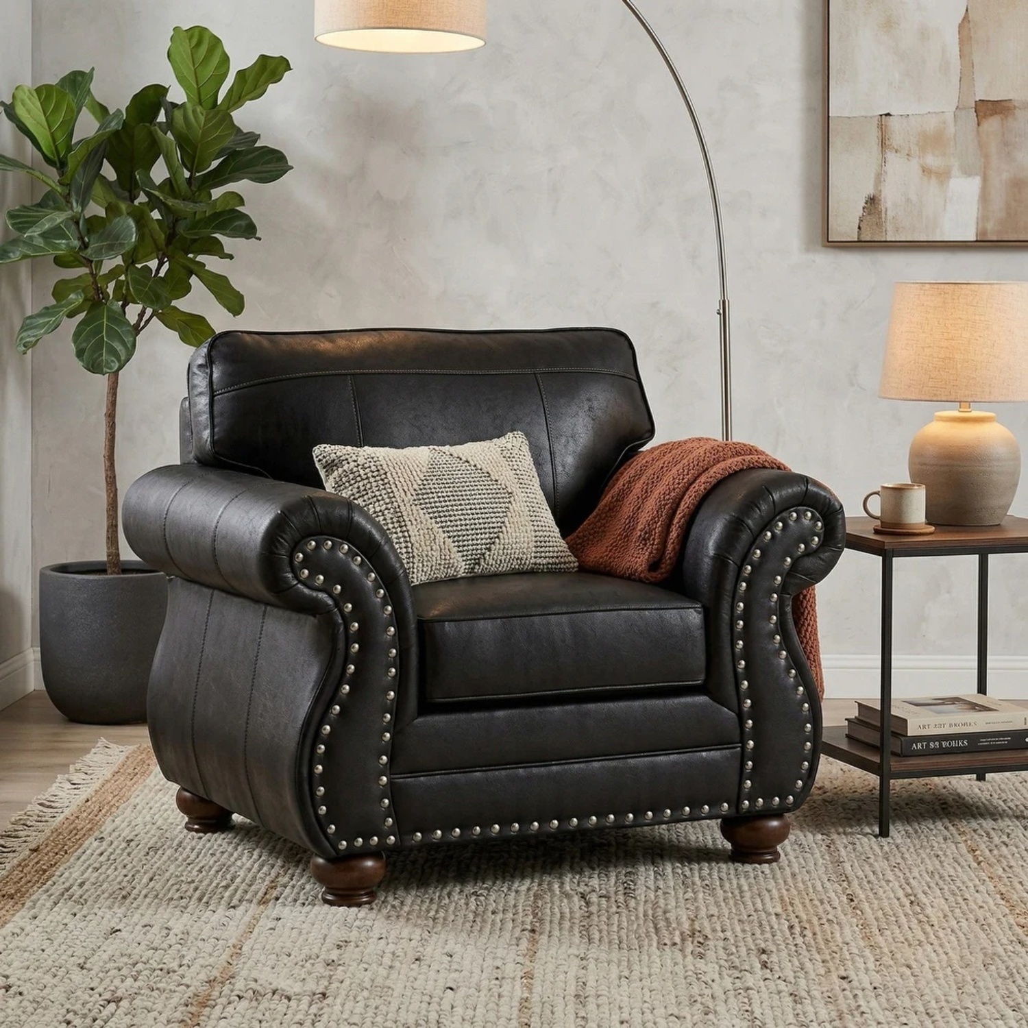 Dark Brown Leather Chair - image-6