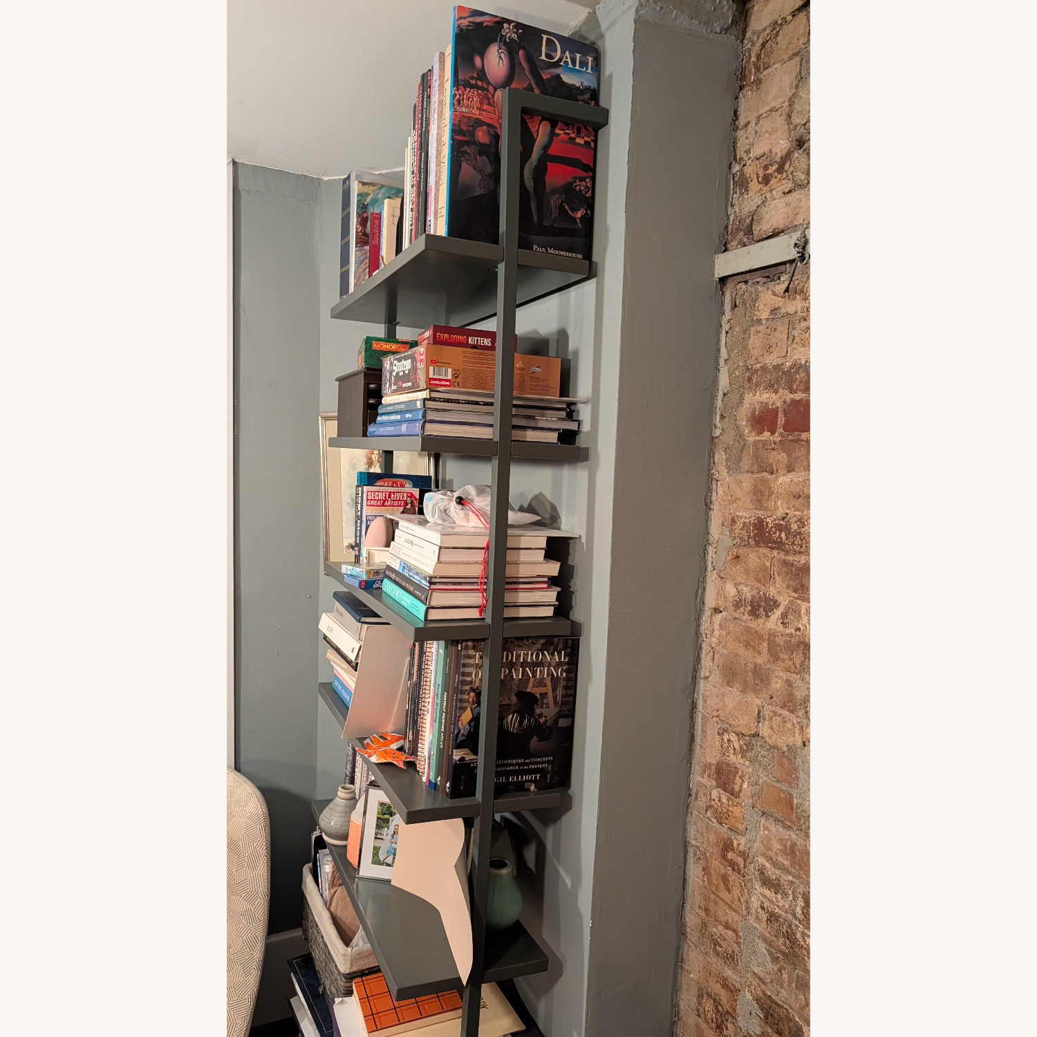 CB2 Stairway 96" White Metal Wall Mount Bookcase - image-3